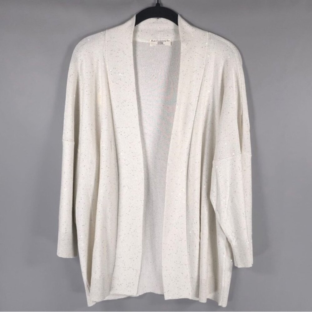 NWT RTW CHARLESTON ITALY🇮🇹MADE SILK Blend Fleck‎ Knit Open Cardigan Size 46